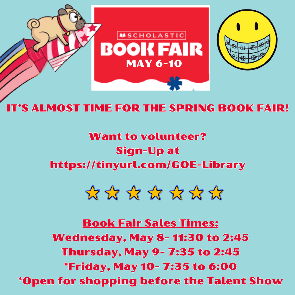Book Fair volunteers wanted. click to sign up